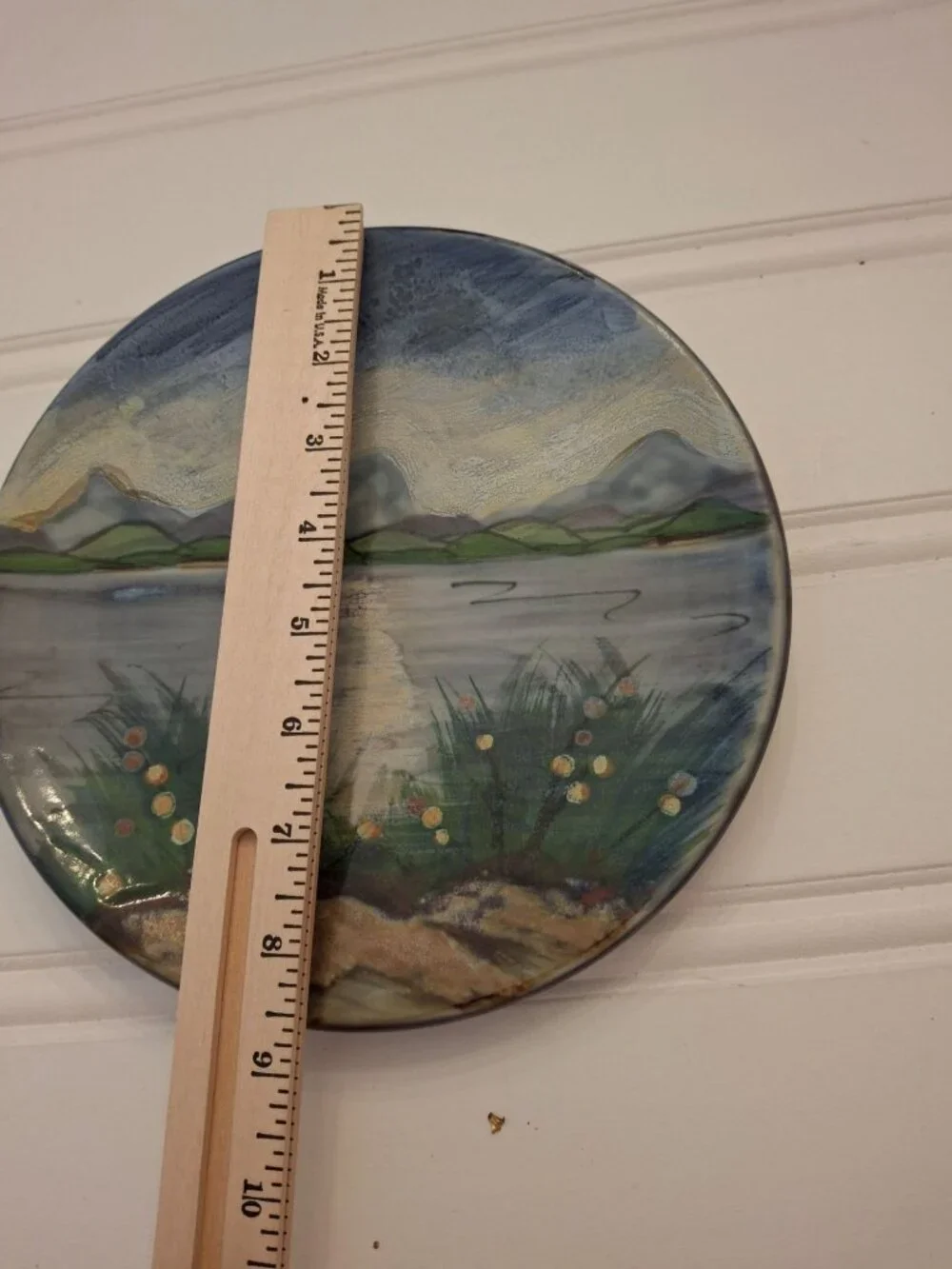 Highland Stoneware Scotland Hand Painted Landscape Plate Wall Hanging Signed